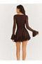 Coffee Lace Detailed Shorts Lined Mini Dress - 3