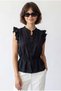4921 Women's Flounce Collar Jacquard Peplum Blouse Black