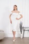 Women's Square Madonna Collar Sandy Fitted Backless Lined Draped Midi Dress