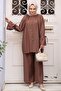 Buttoned Brown Hijab Double Set 30451Kh - 2