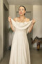 Flounced Top Adjustable Thin Strap Lined Long Dress - 4