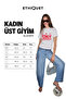 Algher Women's Printed Patterned Short Sleeve Organic Cotton Crew Neck Crop White T-Shirt - 6