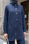 Buttoned Detail Jacket Navy Blue Suit - 3