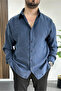 Men's Loose Modal Fabric Shirt Blue Edw267