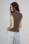 Pirme women's soft and flexible organic cotton v-neck khaki t-shirt - 5