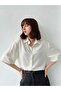 Retro Model Loose Short Sleeve Shirt Women Ecru - 6