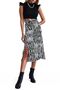 Women's Side Zippered Slit Viscose Zebra Patterned Midi Skirt - 2