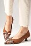 Pia Tan Color Snakeskin and Suede Combination Women's Low Heel Shoes
