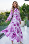 Patterned Hijab Jessica Dress B589 Fuchsia - 3
