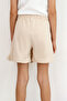 Girl's Shorts Skirt with Bow Accessory and Ruffles, Age 6-10, Beige - 3