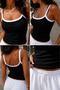 Women's Strappy Top Athlete Black and White Contrast - 3