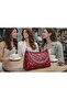 Wine Quilted Chain Strap Lı Women's Shoulder Bag |   Wine Mt1545 - 2