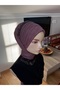 Dusty Rose Tone Front Scarf Type Back Shawl Model Ready-Made Veil Ready-Made Shawl Ready-Made Turban with Accessories