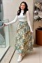 Patterned Lined Flared Skirt