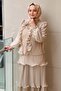 Ruffled Pleated Blouse Skirt Evening Dress Set - 4