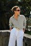 Khaki Gingham Long Sleeve Women's Shirt Mg2386