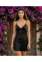 Stone Detailed Satin Short Nightgown - 3