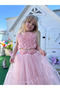 Girl's Dress Rose Embossed Crop Bow Detail Tulle Skirt Girl's Birthday Party Graduation Wedding Special Occasion Dress - 6