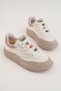 Women's Beige Beaded Orthopedic Comfortable Sole Lace-Up Ballerina Casual Sneakers - Comfortable and Lightweight - 3