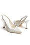 White Women's Wedding Dress Crystal and Stone Embellished Comfortable Heeled Evening Dress Shoes Seferi̇-F - 4