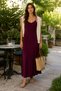 Women's Cross-Back Strap Long Sandy Dress - Cherry - 5
