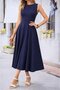 Women's Off-The-Shoulder Boat Neck Kiloş Midi Viscose Dress