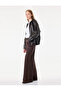 High Waist Stoned Wide Leg Buttoned Pocketed Cotton Denim Trousers - Loose Straight Fit Jean - 3
