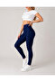 Navy Blue Women's Geometry Patterned Diving Fabric Leggings – High Waist, Tummy Control - 5
