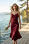 Degaje Collar Long Satin Nightgown-Bridal & Honeymoon Collection