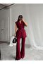 Leather Belted Vest - Burgundy