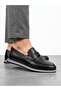 Men's black genuine leather flexible sole casual loafer