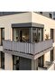 Gray-White 4-Sided Lace-Up Balcony Iron Curtain, Durable Iron Curtain Covering Tarpaulin That Provides Privacy