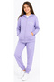 Girl's What Is Text Patterned Zippered Hooded Kangaroo Pocket Lilac Color Tracksuit Set