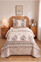 Quilted Single Patterned Pique - Bedspread Set 170X230 cm - with 1 Pillowcase