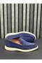 Navy Blue Suede Leather Men's Shoes - 3