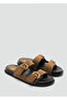 Flat Leather Sandals with Buckle