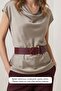 Square Gold Buckle Claret Red Thick Women's Belt 5.5 cm - 2