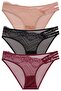 3-Piece Double Waist Elastic Foil Print Printed Panties R2+12