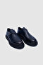 Men's Navy Blue Genuine Leather Classic Monk Shoes with Buckle [Tgc10022] - 4
