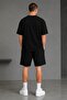 Men's Black Oversize Shorts Set Printed Modern Look Casual Style - 3
