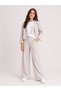 8-14 Years Old Girls' Striped Jacket and Trousers Set Mink Ecru 3-Piece Set