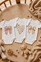 100% Cotton 3-Piece Short Sleeve Baby Bodysuit Set – Baby Bodysuit with Ribbon and Floral Pattern, Ecru - 6