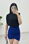 Zero Sleeve Padded Sandy Blouse -Black - 2