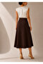 Brown Slitted Loose Cut Woven Skirt - 4