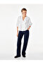 Cotton Round Mandarin Collar Short Balloon Sleeve Oversize Shirt