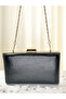 New Model Black Color Shiny Patterned Chain Strap Handle Women's Evening Dress Bag Wedding Engagement Graduation - 4