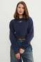 3 Thread Teddy Bear Embroidered Crop Sweatshirt - 6