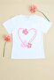 Heart and Flower Printed Girl's T-Shirt