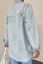 Long Patterned Buttoned Denim Jacket on the Back - 2