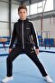 Boy's Potential Thick Striped Hooded Straight-Leg Diver Fabric Tracksuit Set Esf7017 - 2